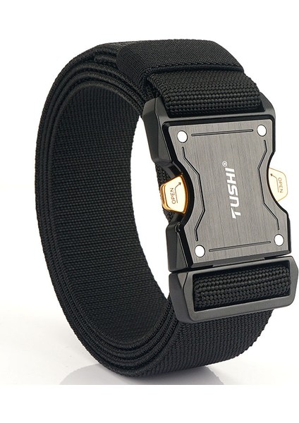 Erkek Outdoor Alüminyum Alaşımlı Toka Naylon Çabuk Kuruyan Dokuma Kemer - Siyah (Yurt Dışından)