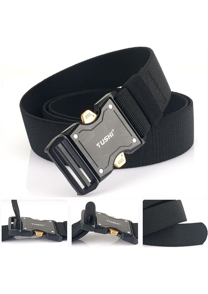 Erkek Outdoor Alüminyum Alaşımlı Toka Naylon Çabuk Kuruyan Dokuma Kemer - Siyah (Yurt Dışından) indirimleri