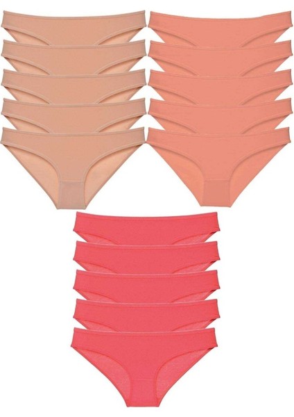 15 Adet Süper Eko Set Likralı Kadın Slip Külot Ten Pudra Fuşya10