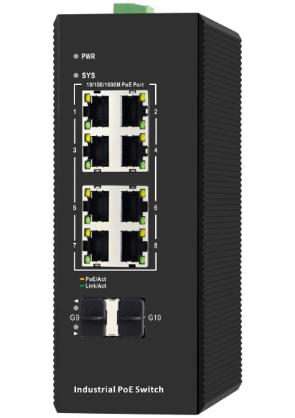 -E-8MGP2S Yönetilen 8 Bağlantı Noktalı, 8*10/1000/1000M Poe, Maksimum Güç 30W