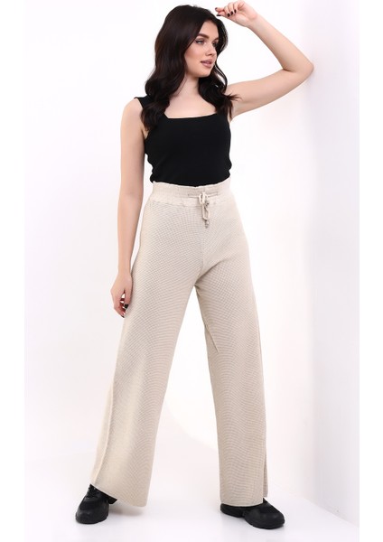 Kadın Palazzo Triko Pantolon Bej modelleri