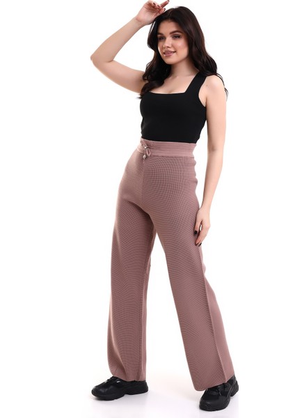 Kadın Palazzo Triko Pantolon Pudra fiyatları