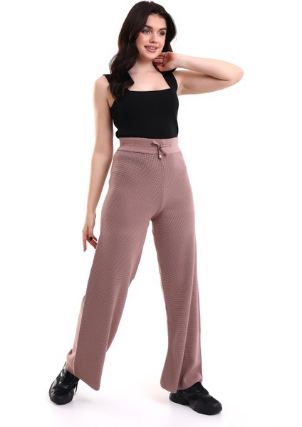 Kadın Palazzo Triko Pantolon Pudra modelleri