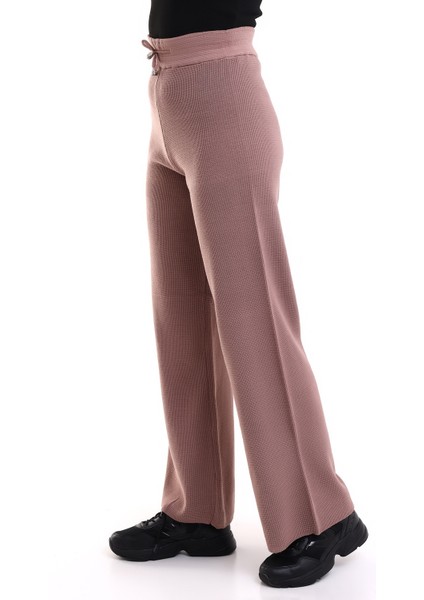 Kadın Palazzo Triko Pantolon Pudra indirimleri
