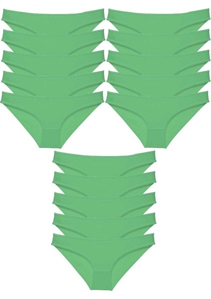 15 adet Süper Eko Set Likralı Kadın Slip Külot Yeşil