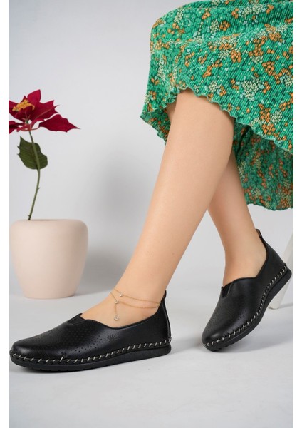 Ortopedik Ped Baskılı Siyah Kadın Ayakkabı modelleri