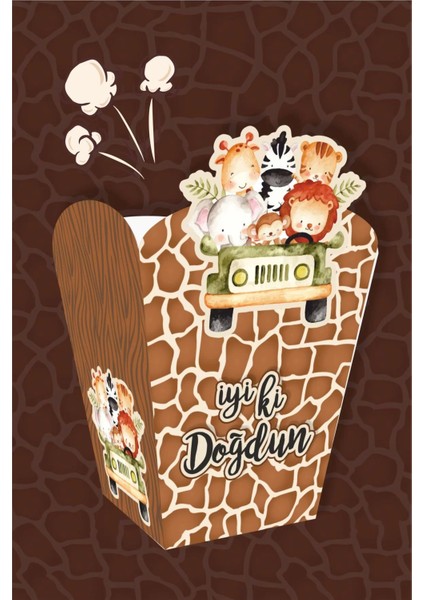 Safari Pastel Popcorn Kutusu (Mısır) 8'li