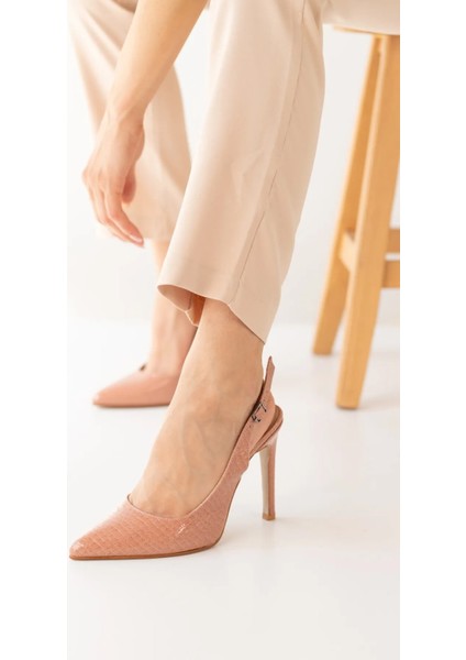 Somo Yılan Derisi Desenli Stiletto Sivri Burun Kadın Topuklu Ayakkabı fırsatları