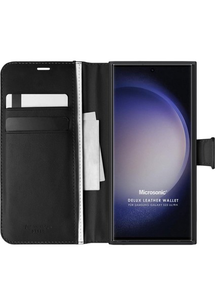 Samsung Galaxy S23 Ultra Kılıf Delux Leather Wallet Siyah