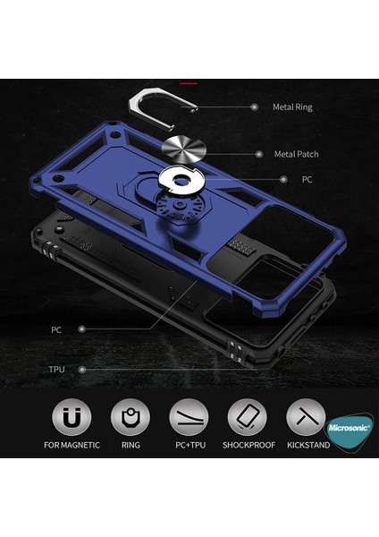 Xiaomi Poco X4 Pro 5g Kılıf Military Ring Holder Lacivert