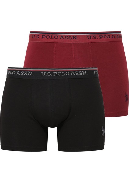 Erkek Modal Bordo - Siyah 2'li Boxer 80488