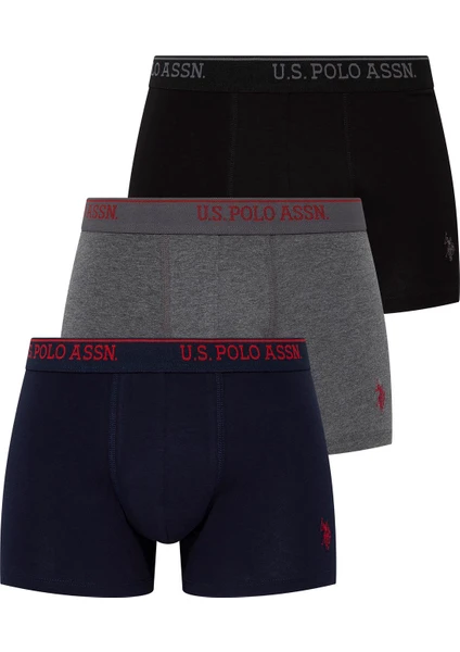 U.S. Polo Assn. Erkek Siyah - Antrasit Melanj - Lacivert 3'lü Boxer 90005