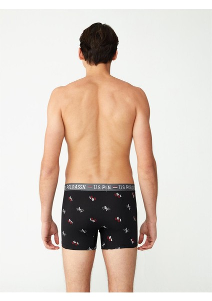 Erkek Modal Siyah Baskılı Tekli Boxer 80484