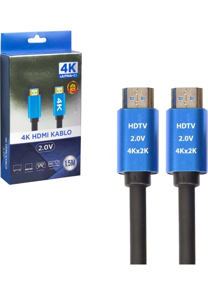 HDMI Kablosu Gold 2.0V 2k 4K Hdtv 1.5mt SE-015M4K