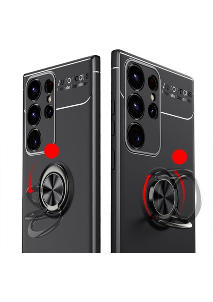 Samsung Galaxy S23 Ultra Uyumlu Kılıf Autofocus Shockprof Ravel Yüzüklü Standlı Slikon Kapak Siyah - Mavi fiyatları