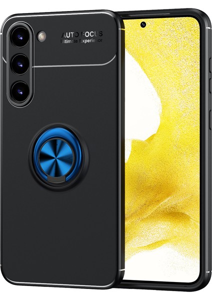 Samsung Galaxy S23 Uyumlu Kılıf Autofocus Shockprof Ravel Yüzüklü Standlı Slikon Kapak Siyah - Mavi