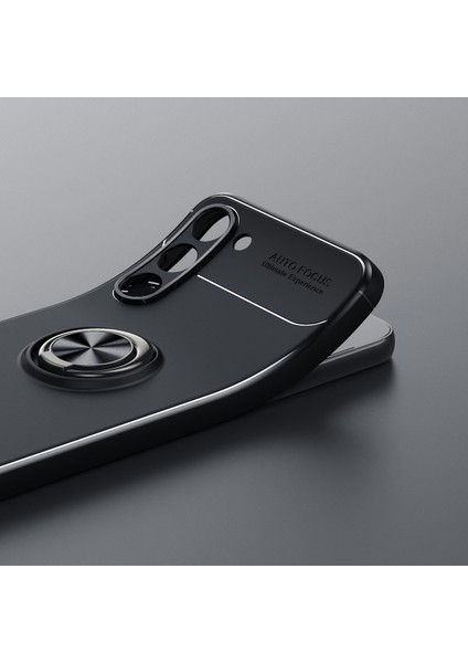 Samsung Galaxy S23 Uyumlu Kılıf Autofocus Shockprof Ravel Yüzüklü Standlı Slikon Kapak Siyah - Mavi indirimleri