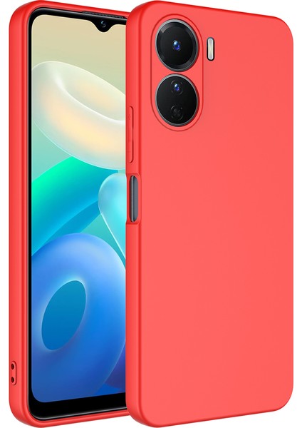 Case 4U Vivo Y16 Kılıf Kamera Korumalı Içi Kadife Logosuz Mara Lansman Silinebilir Kılıf Kırmızı