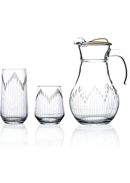 Kazaan 25 Parça 12 Kişilik Su ve Meşrubat Kesme Bardak Seti Vega Desenli