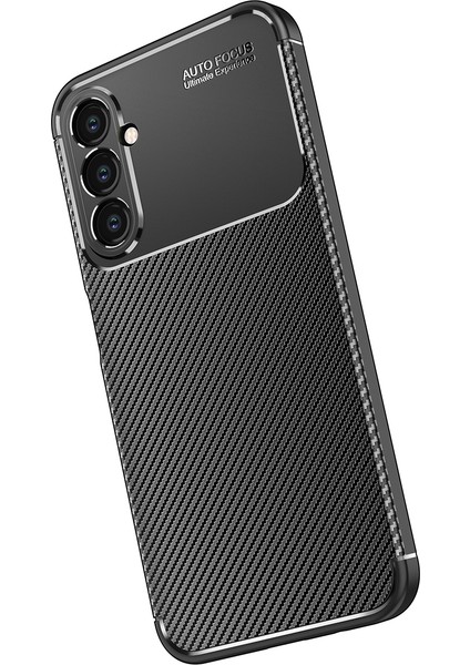 Samsung Galaxy A34 Uyumlu Kılıf Rugged Armor Karbon Desenli Lüx Negro Silikon Arka Kapak Siyah