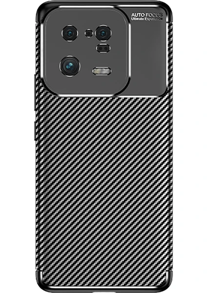 Case 4U Xiaomi Mi 13 Pro Kılıf Rugged Armor Karbon Desenli Lüx Negro Silikon Arka Kapak Siyah