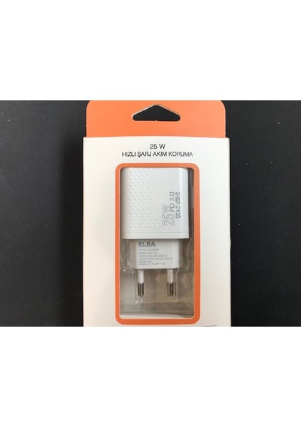 ELB04-PD-25WTYPC Beyaz 25W Usb-C Ev Şarj Kafa+1mt Type-C To Type-C Kablo Pd3.0-Qc4.0 Hızlı Ş