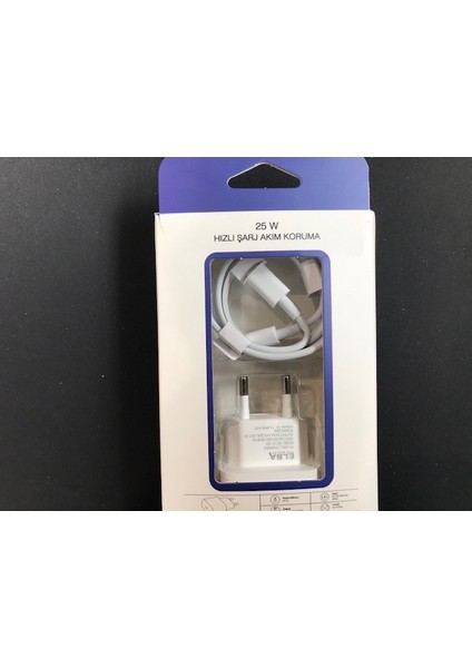 ELB05-PD-25WIOS Beyaz 25W Usb-C Ev Şarj Kafa+1mt Type-C To Lightnıng Kablo Pd3.0-Qc4.0 Hızlı Ş