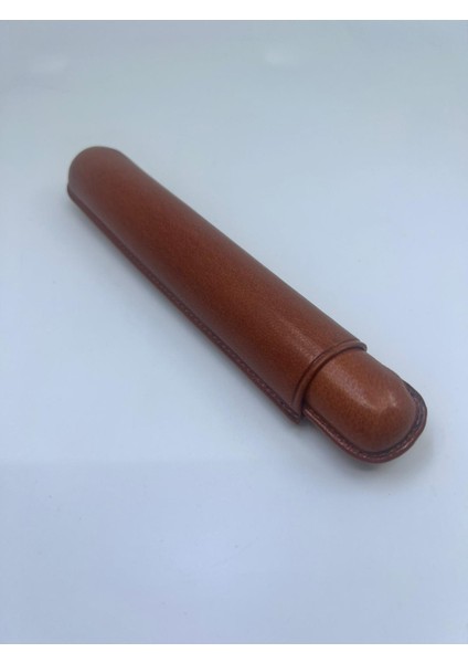 Deri Seyahat Humidor / Puro Saklama Kutusu Silindir - Taba