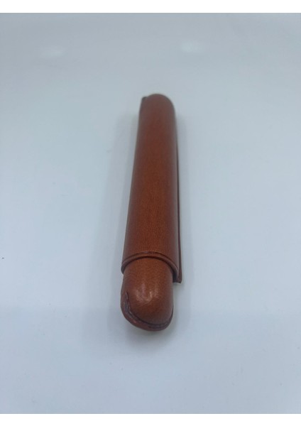 Deri Seyahat Humidor / Puro Saklama Kutusu Silindir - Taba