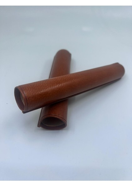 Deri Seyahat Humidor / Puro Saklama Kutusu Silindir - Taba