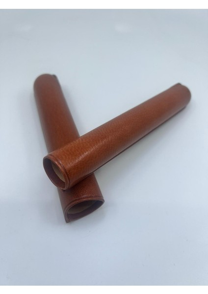 Deri Seyahat Humidor / Puro Saklama Kutusu Silindir - Taba
