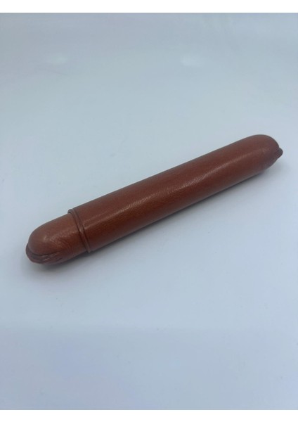 Deri Seyahat Humidor / Puro Saklama Kutusu Silindir - Taba