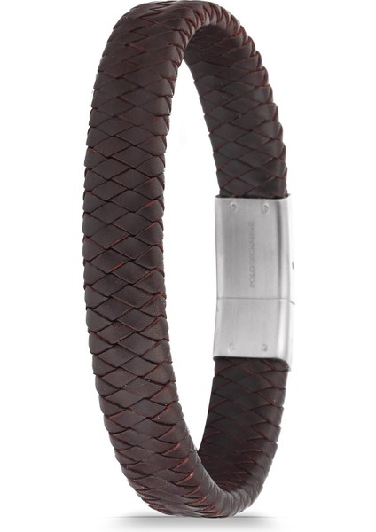 316L Çelik Kahverengi Renkli Deri Erkek Bileklik FRJ11773-1873-K