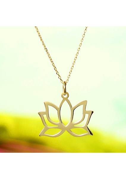 Kadın 14 Ayar Altın Lotus Çiçeği Kolye