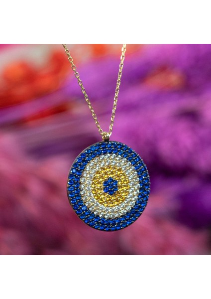 Kadın Göz Boncuklu Renkli Kolye 14 Ayar Altın indirimleri