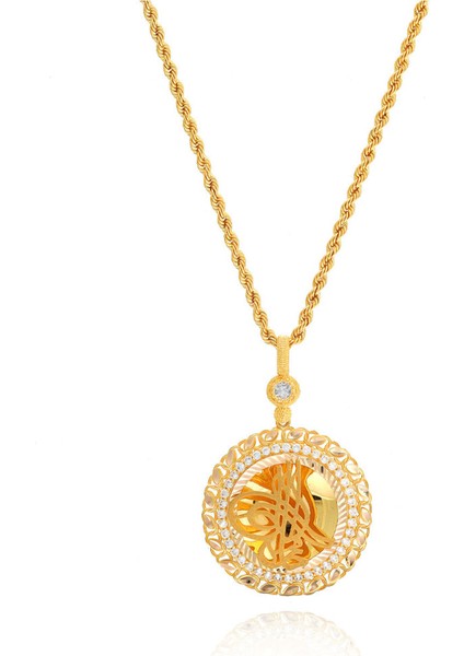 Kadın 14 Ayar Altın Osmanlı Tuğrası Halat Zincirle Birlikte
