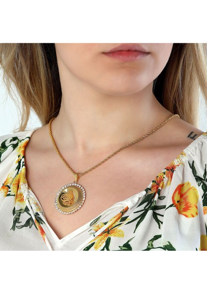 Kadın 14 Ayar Altın Osmanlı Tuğrası Halat Zincirle Birlikte fiyatları
