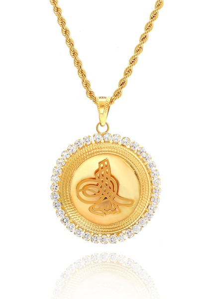 Kadın 14 Ayar Altın Osmanlı Tuğrası Halat Zincirle Birlikte fırsatları