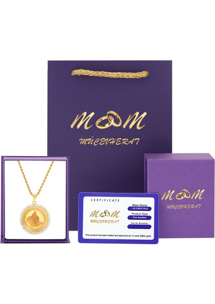 Kadın 14 Ayar Altın Osmanlı Tuğrası Halat Zincirle Birlikte