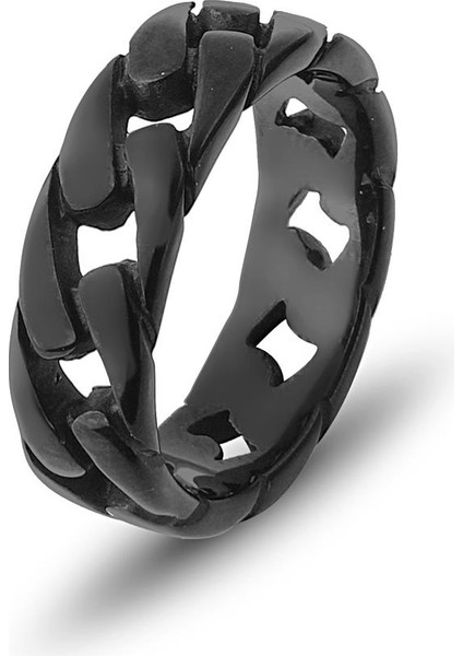 316L Çelik İtalyan Siyah Renkli Erkek Yüzük FRJ60041-141-B