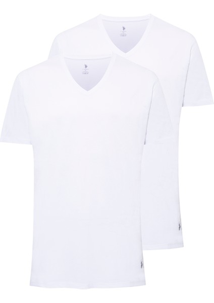 Erkek Beyaz 2 Li Yuvarlak Yaka T-Shirt Kısa Kol Günlük Pamuklu 90002