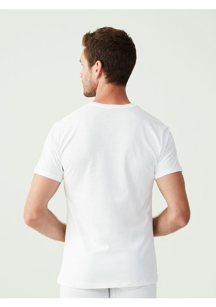 Erkek Beyaz 2 Li Yuvarlak Yaka T-Shirt Kısa Kol Günlük Pamuklu 90002 modelleri