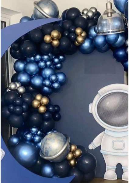 Krom Gold Gümüş Mavi ve Gece Mavisi Balon Zinciri 100 Adet