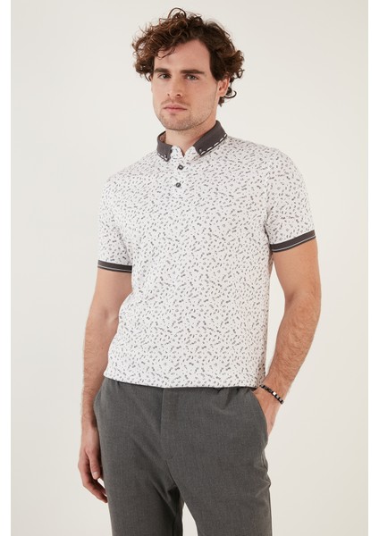 Pamuk Karışımlı Desenli Slim Fit Polo T Shirt Erkek T Shirt 646B3270