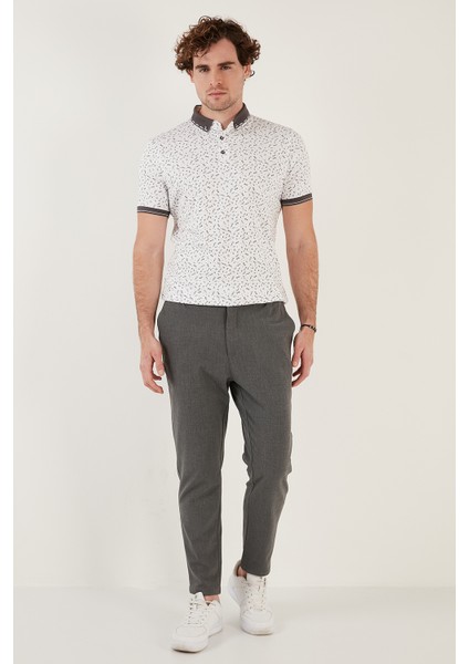 Pamuk Karışımlı Desenli Slim Fit Polo T Shirt Erkek T Shirt 646B3270 modelleri