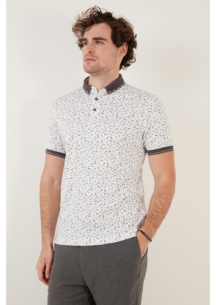 Pamuk Karışımlı Desenli Slim Fit Polo T Shirt Erkek T Shirt 646B3270 fırsatları