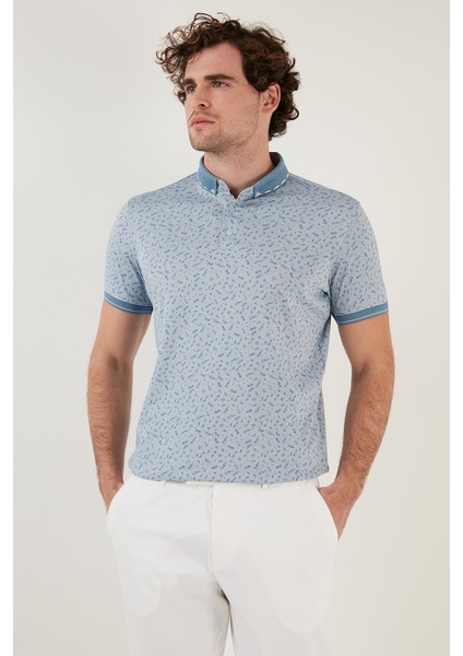 Pamuk Karışımlı Desenli Slim Fit Polo T Shirt Erkek T Shirt 646B3270 modelleri