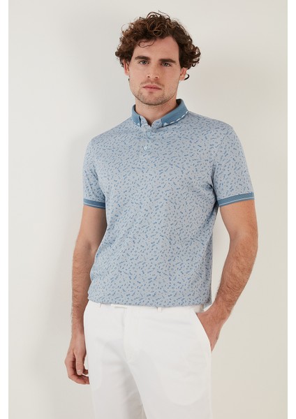 Pamuk Karışımlı Desenli Slim Fit Polo T Shirt Erkek T Shirt 646B3270 fırsatları