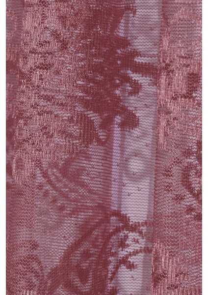 Damaks Osmanlı Desen Pembe-Gül Kurusu Örme Kırışmayan Pilesiz Tül Perde modelleri