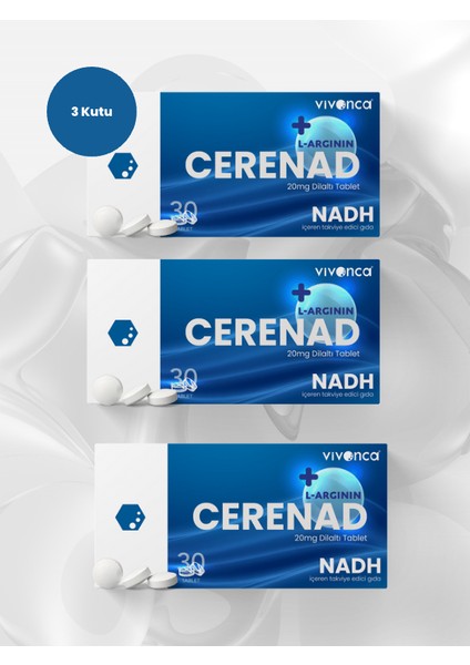 Cerenad+ L-Arginin 3'lü Dilaltı Tablet - Nadh ve L-Arginin İçeren Takviye Edici Gıda